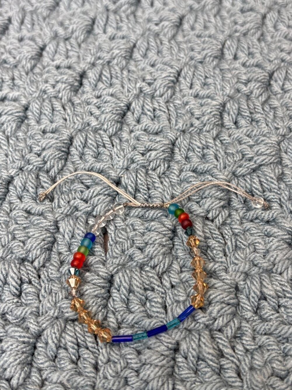 Artisan Dainty Glass Beaded Multicolor Adjustable Bracelet